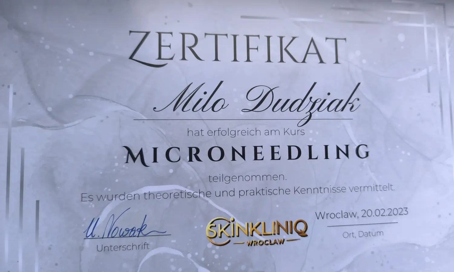 Milos Beauty Oasis - Zertifikat für kosmetische Fußpflege