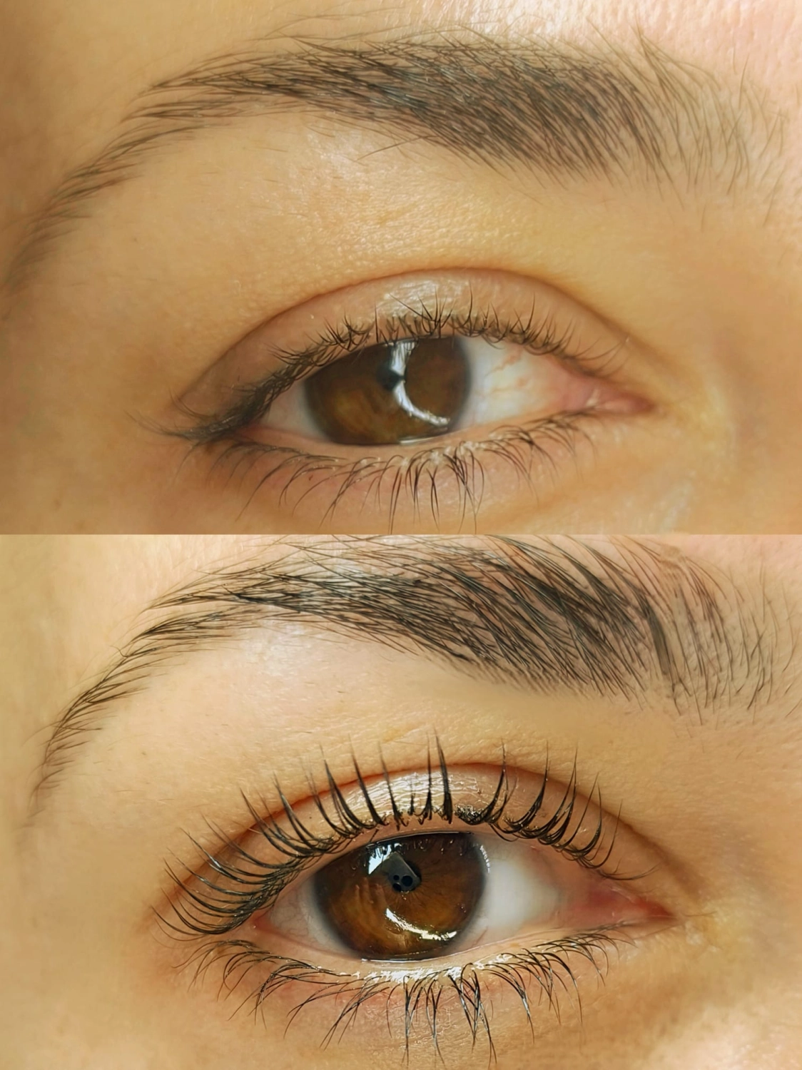 Milos Beauty Oasis - Vorher und nachher Wimpernlifting/Augenbrauenlifting