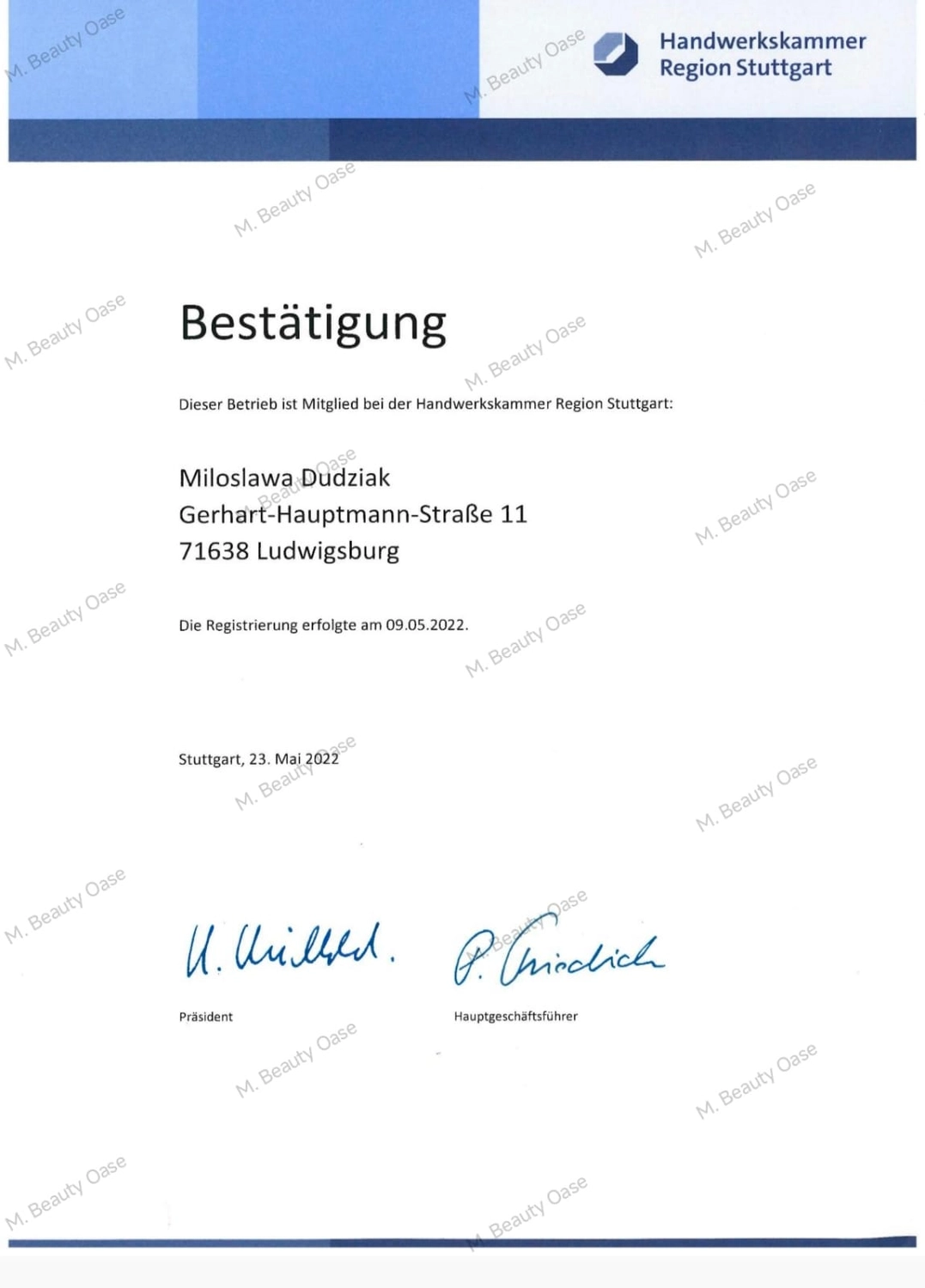 Milos Beauty Oasis - Milo Dudziak Zertifikat Augenbrauen-Mapping