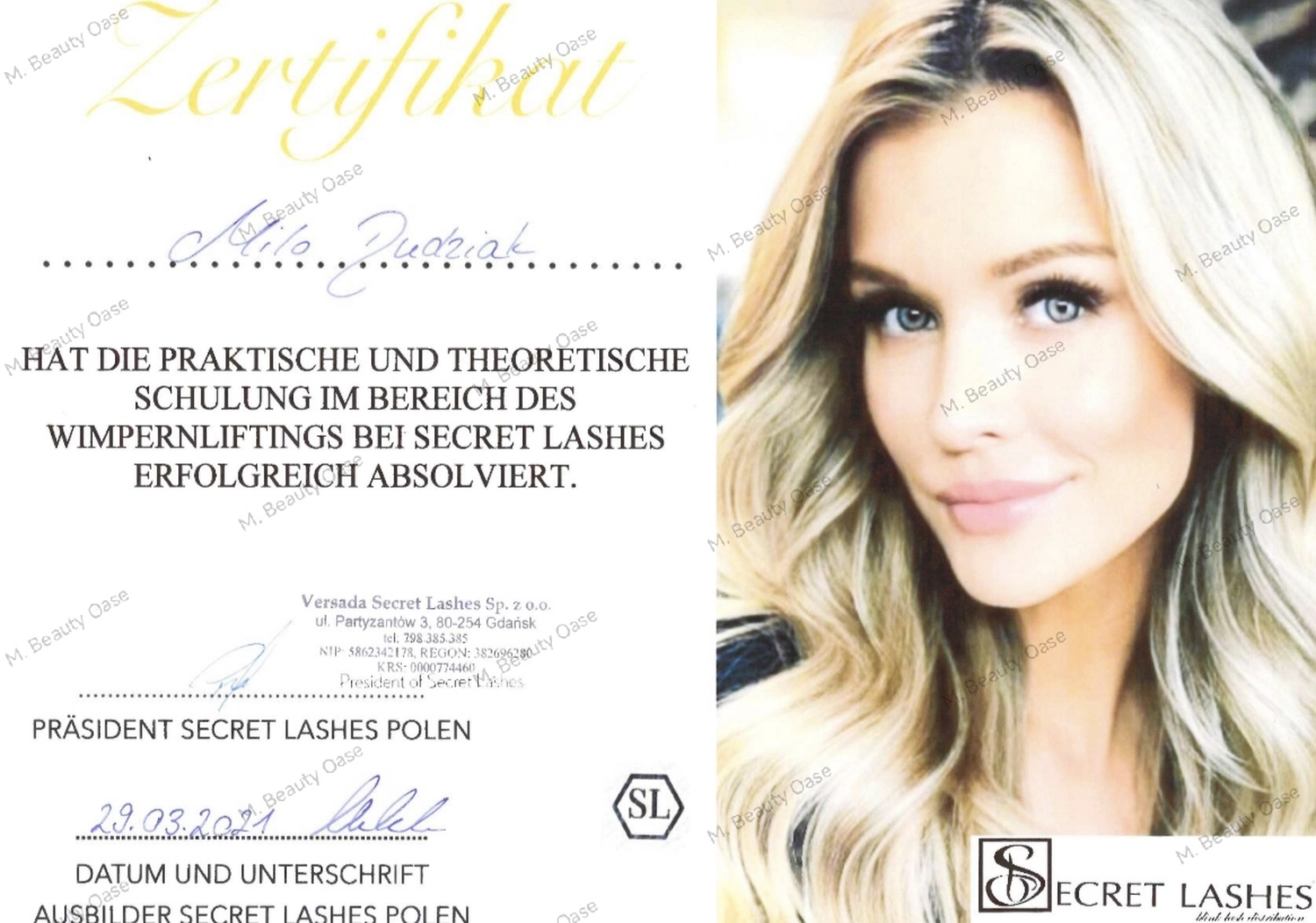 Milos Beauty Oasis - Milo Dudziak Zertifikat Augenbrauen-Mapping